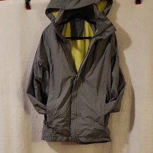 L.L. Bean Gray Raincoat with Yellow Interior